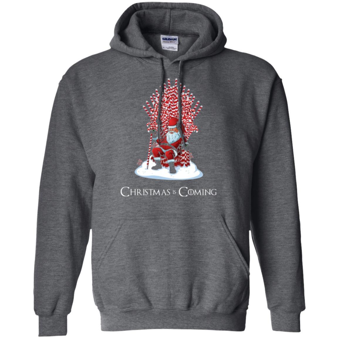 Funny Christmas T-shirt Santa Candy Cane Throne Dark Heather