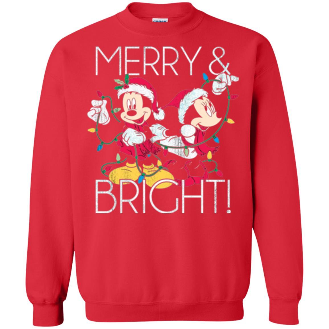 Disney Mickey Mouse T-shirt Merry And Bright Christmas Red