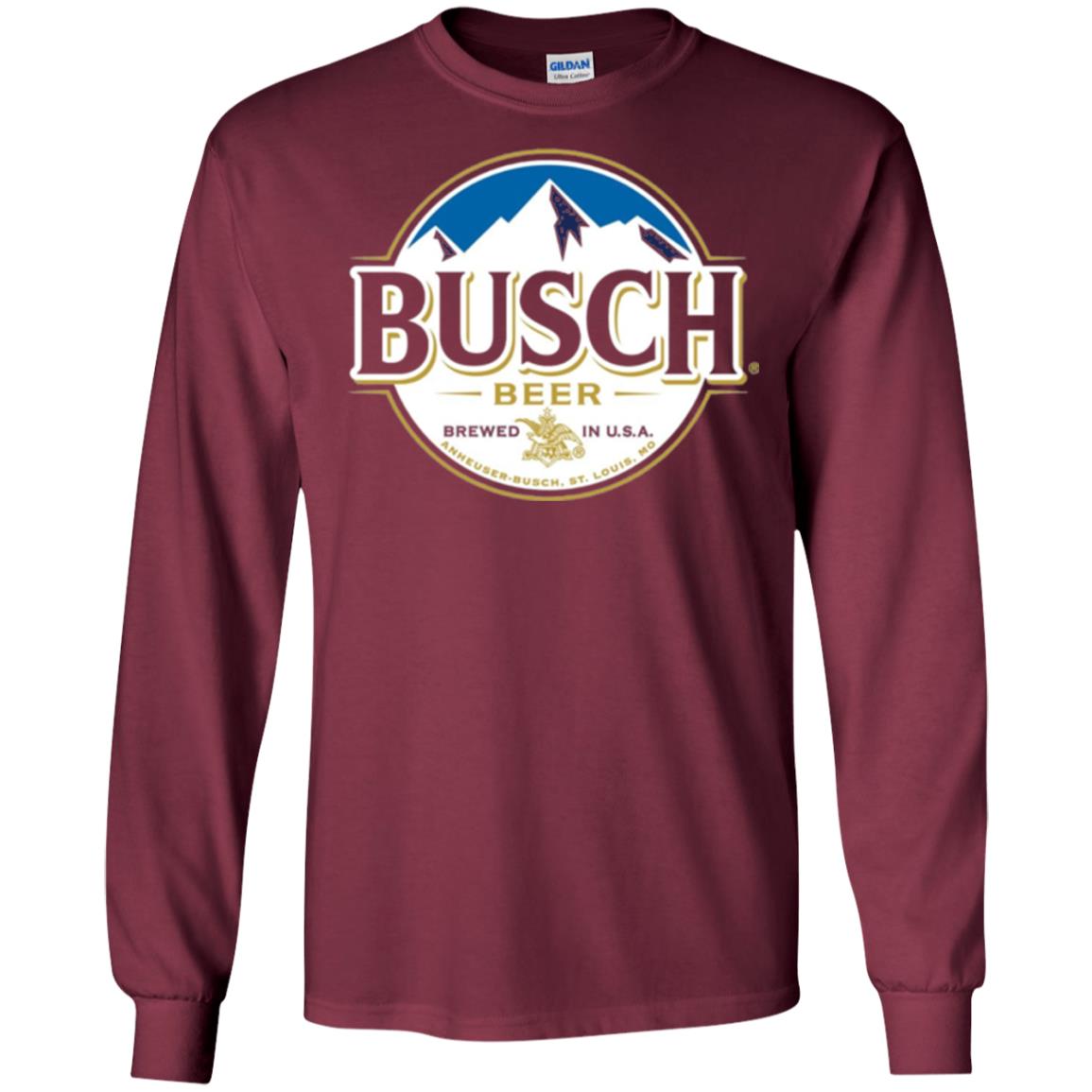 Beer Lovers T-shirt Busch Beer Maroon