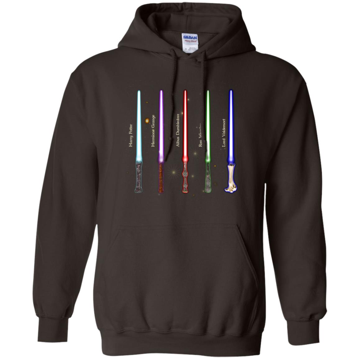 Harry Potter Lightsaber Wands Movie Fan T-shirt Dark Chocolate