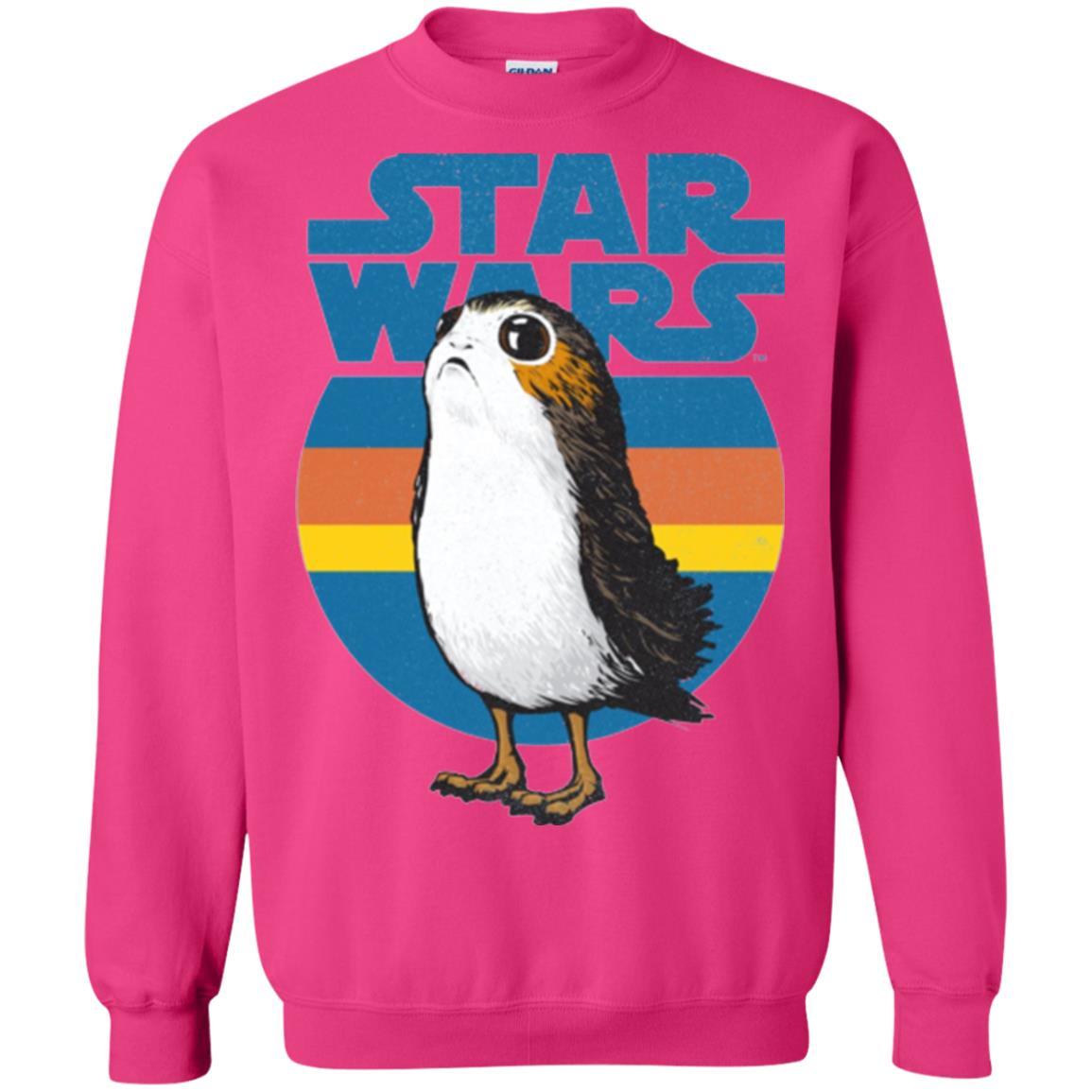 Film T-shirt Star Wars Last Jedi Porg Retro Stripes Logo Graphic Heliconia