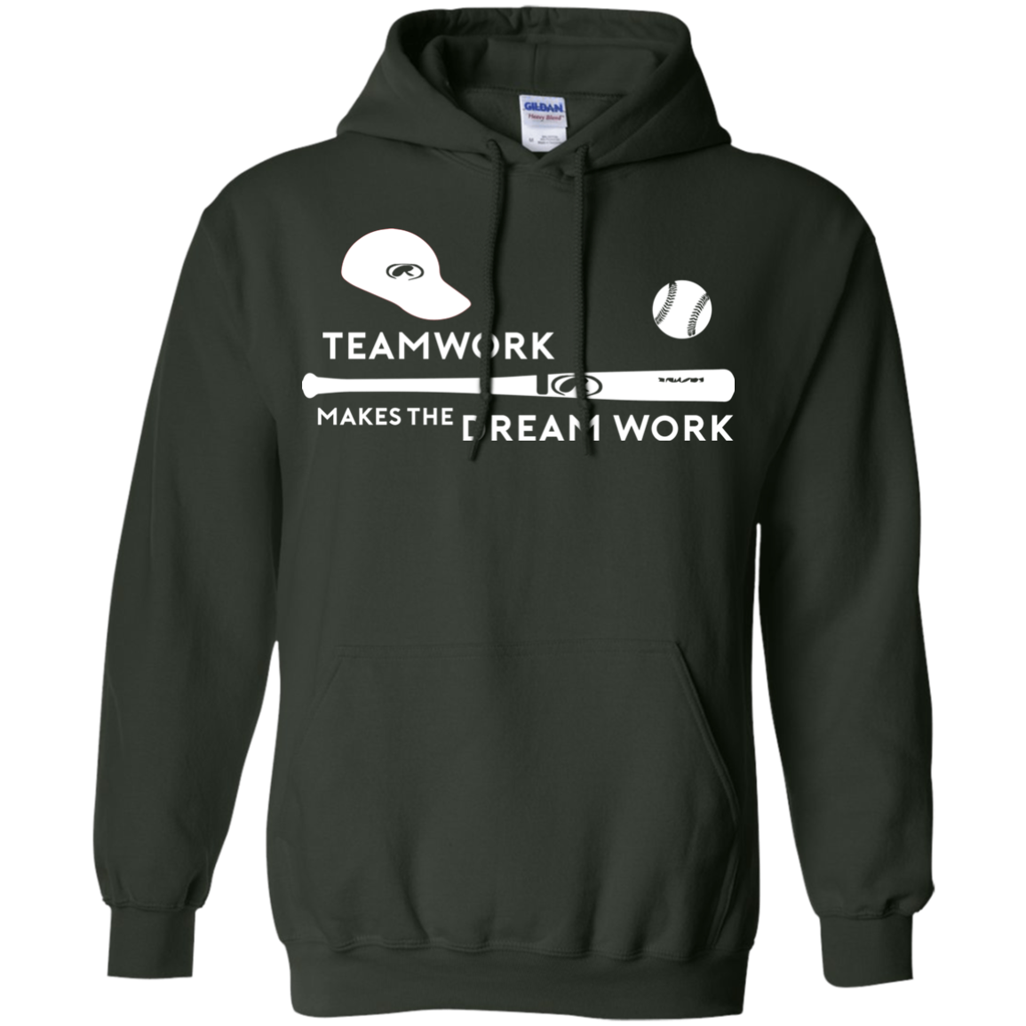 Baseball T-shirt Teamwork Makes The Dream Work Forest Green