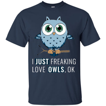 Owl Lovers T-shirt I Just Freaking Love Owls Ok Navy