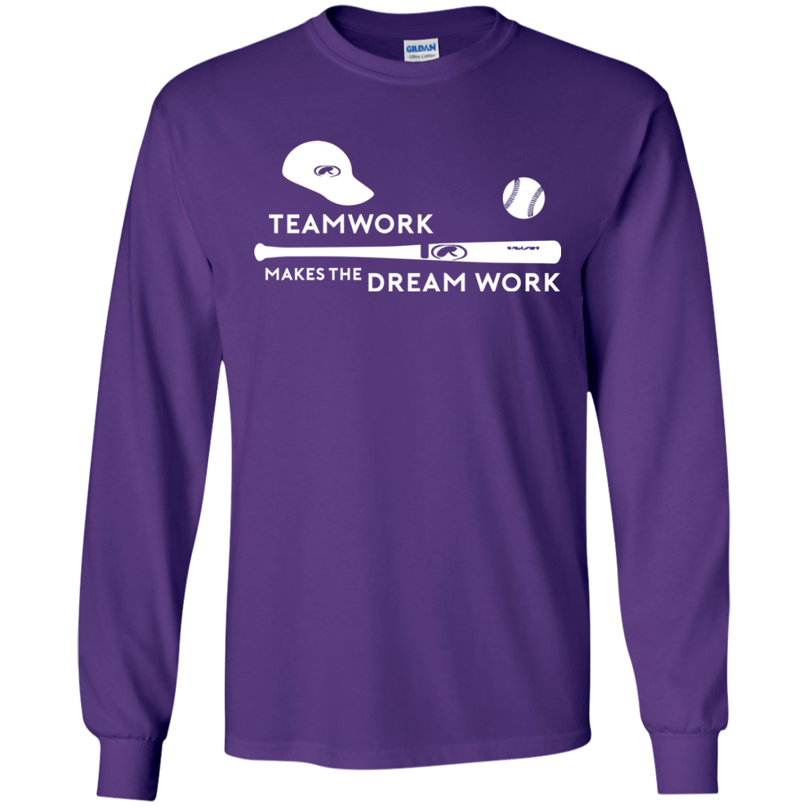 Baseball T-shirt Teamwork Makes The Dream Work Purple