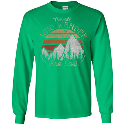 Gradient Mountain Gold T-shirt Not All Who Wander Are Lost Irish Green