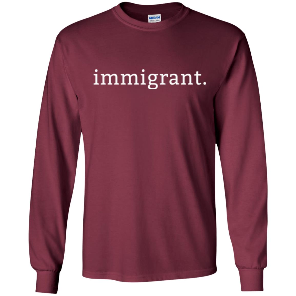 Anti Racism T-shirt Immigrant Simple Minimalist Maroon