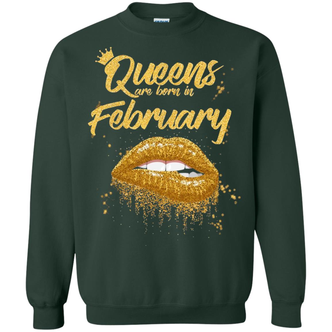Black Women T-shirt Queens Are Born In February Birthday Forest Green