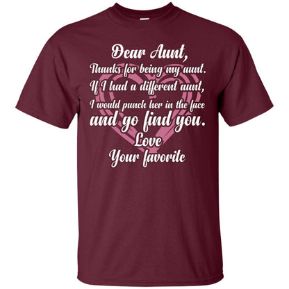 Dear Aunt Thank For Being My Aunt Family T-shirt Maroon