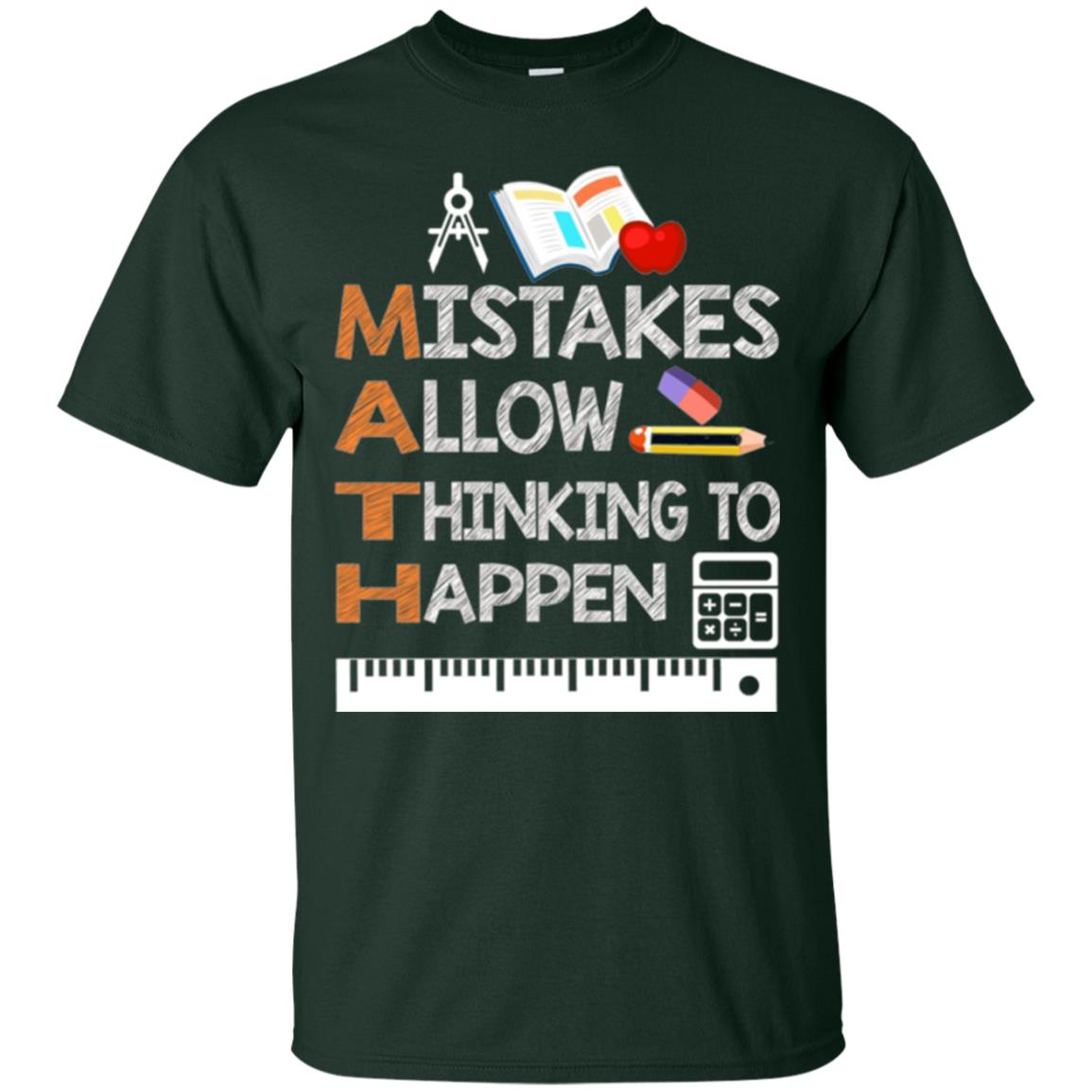 Math Lover T-shirt Mistakes Allow Thinking To Happen Forest Green