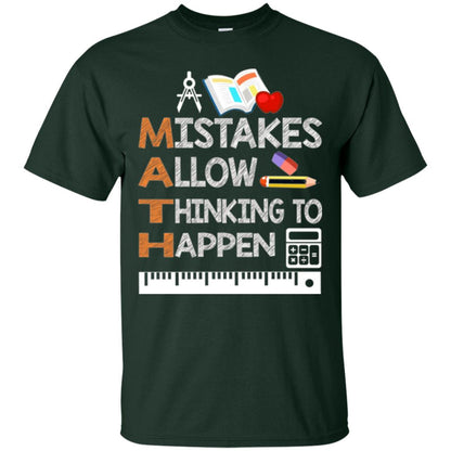 Math Lover T-shirt Mistakes Allow Thinking To Happen Forest Green