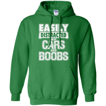 Car Lover T-shirt Easily Distracted By Cars And Boobs Irish Green