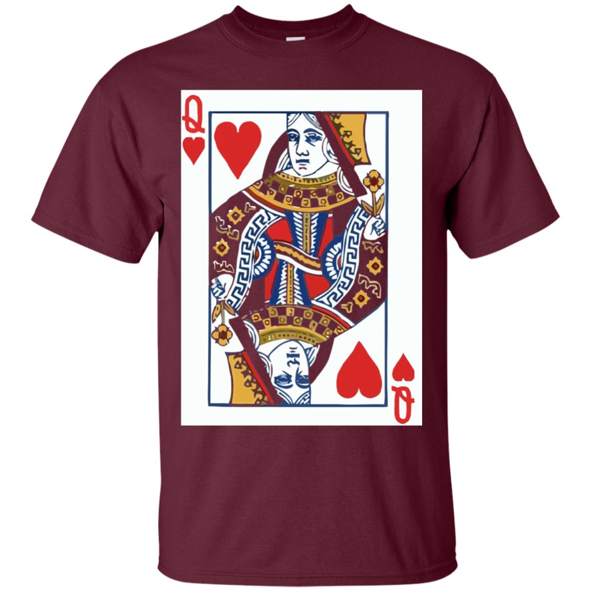Valentines Day T-shirt Queen Of Hearts Cards Couple Maroon