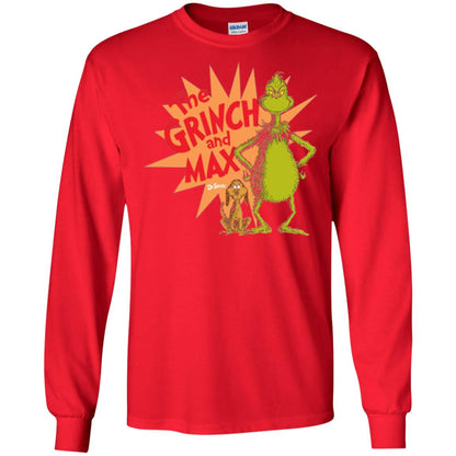 Cartoon T-shirt Dr. Seuss Grinch And Max Burst Red