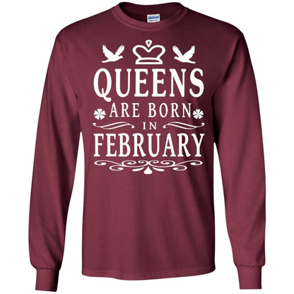 Birthday T-shirt Queens Are Born In February Maroon
