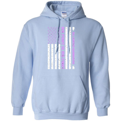 All Cancer Awareness His Fight Is My Fight Lavender Ribbon Stars Flag Of Usa Shirt Light Blue