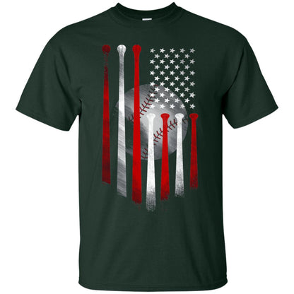 American Flag Baseball Flag Baseball Lover T-shirt Forest