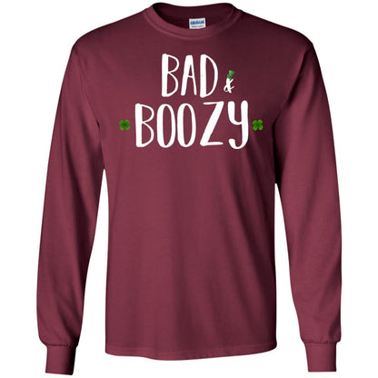 Bad And Boozy Funny Saint Patrick Day T-shirt Maroon