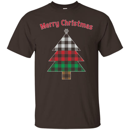 Unique Buffalo Plaid Tree Christmas Matching Pajama T-Shirt Dark Chocolate