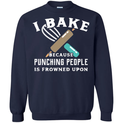 Baking T-shirt I Bake Because Punching People Frowned Upon Navy