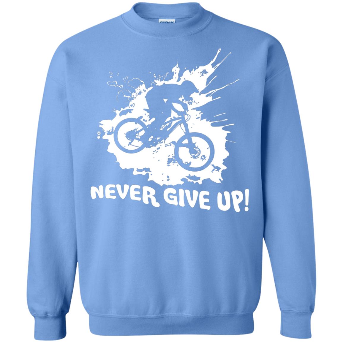 Biker T-shirt Never Give Up Carolina Blue