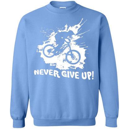 Biker T-shirt Never Give Up Carolina Blue