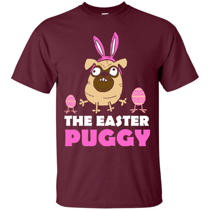 The Easter Puggy Cool Dog T-shirt For Easter Holiday Maroon