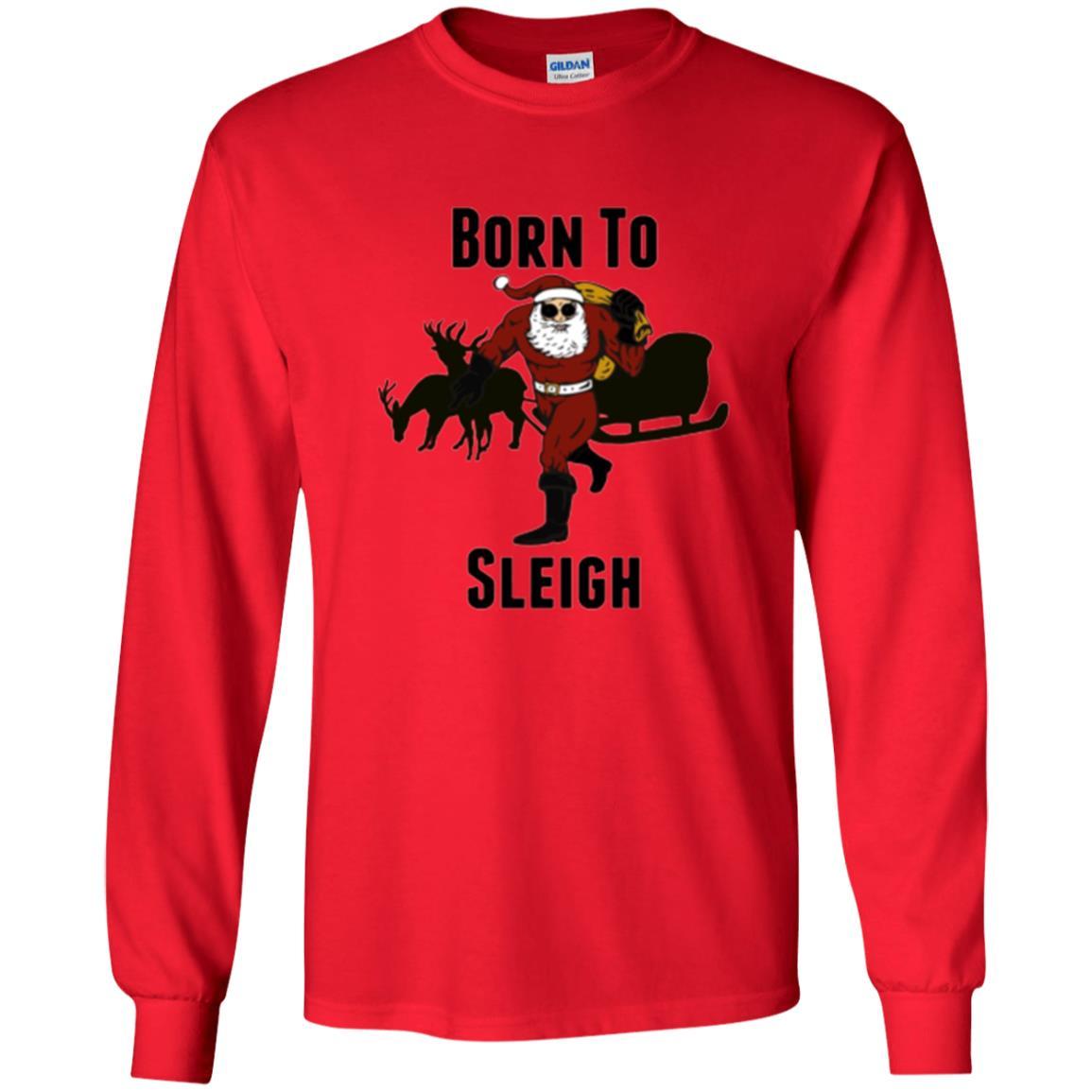 Christmas T-shirt Born To Sleigh T-shirt Red