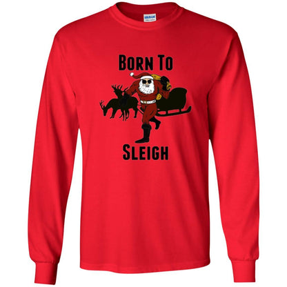Christmas T-shirt Born To Sleigh T-shirt Red