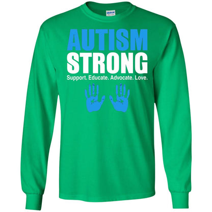 Autism Strong Support Educate Advocate Love T-shirt Irish Green