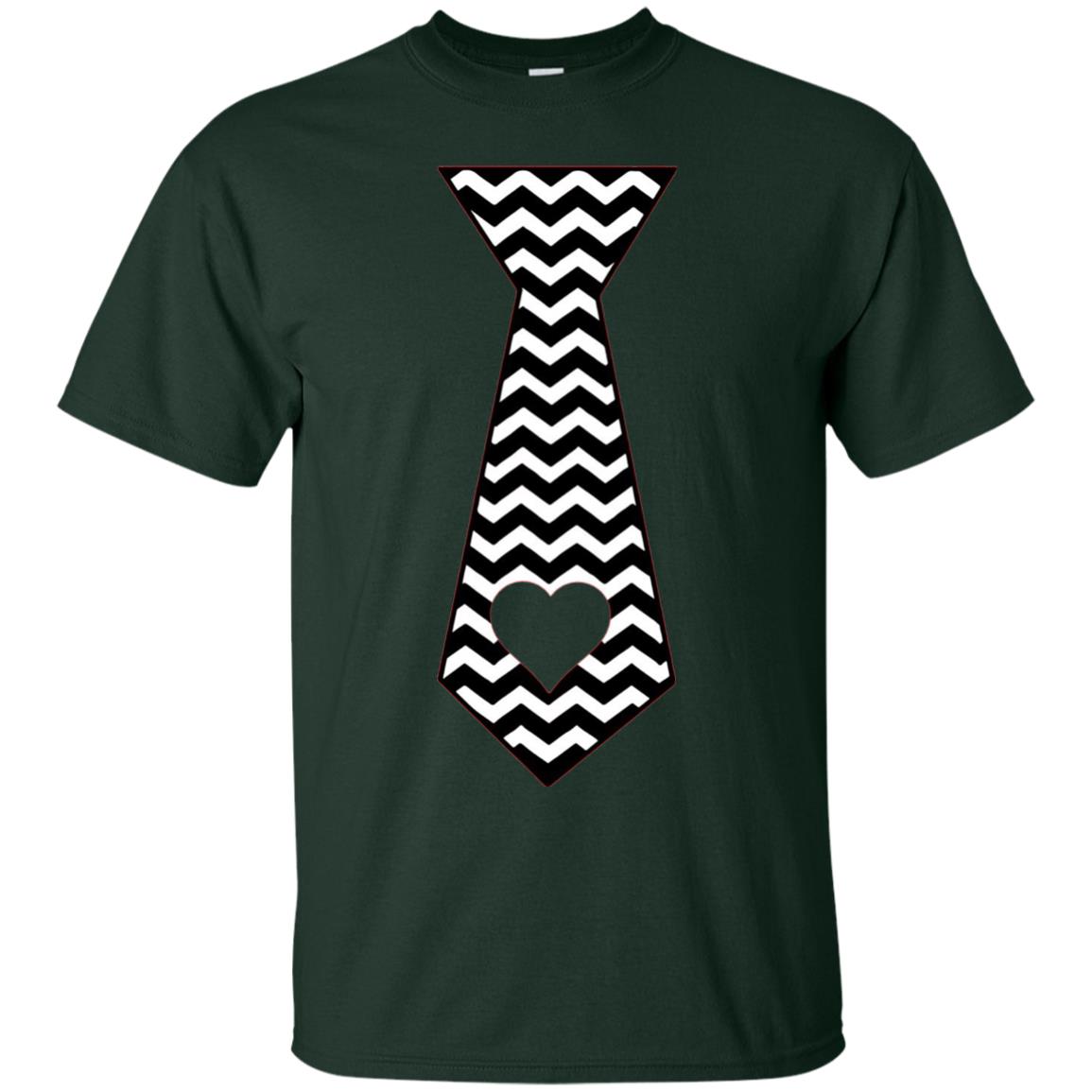 Valentines Day T-shirt Tie Heart Forest Green