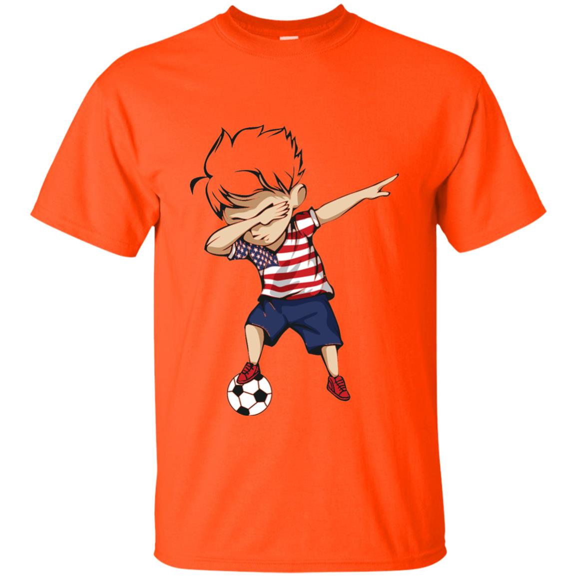 Dabbing Soccer Boy United States Jersey Shirt Usa Football Orange