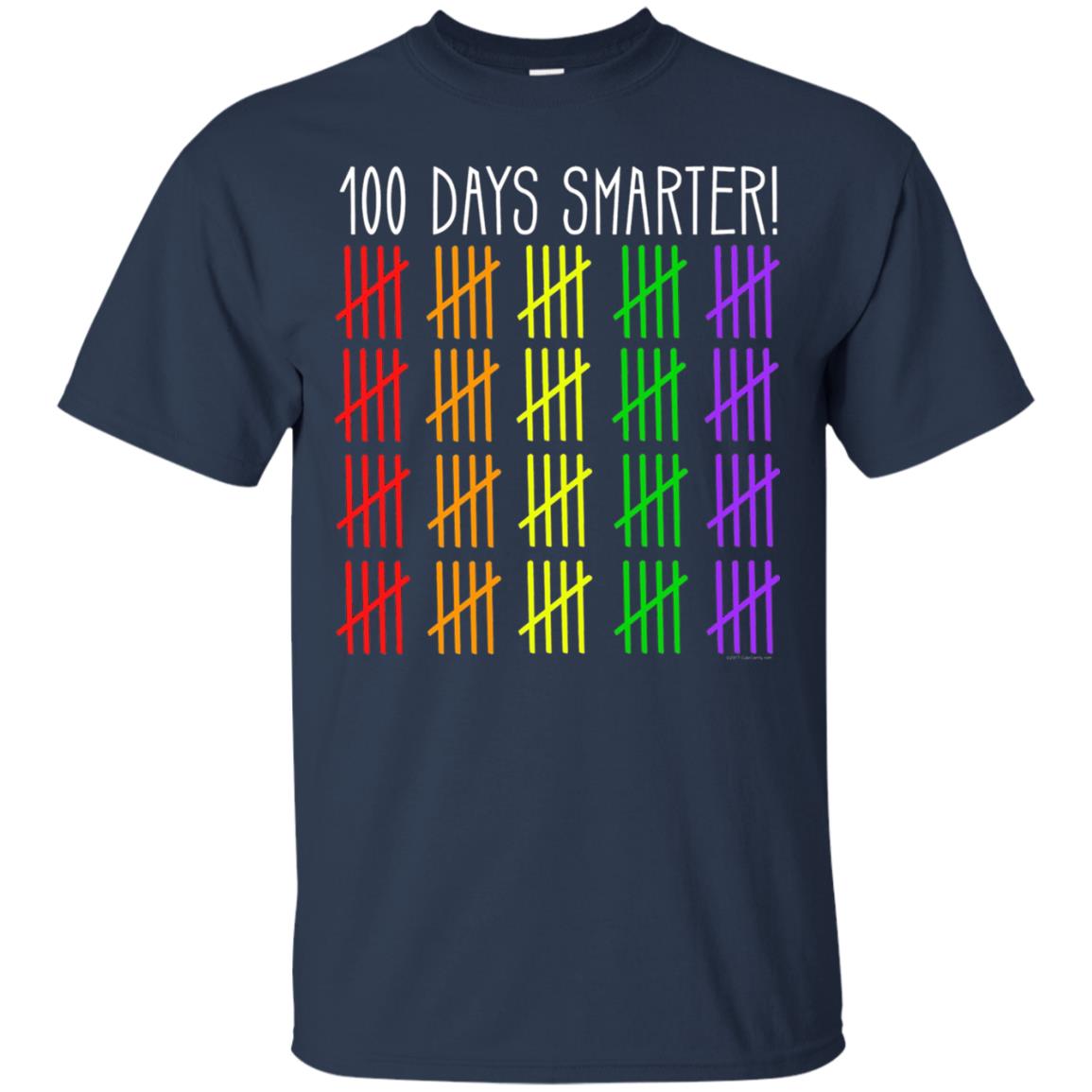 Kids T-shirt 100 Days Smarter Counting Hash Marks Days Of School Navy