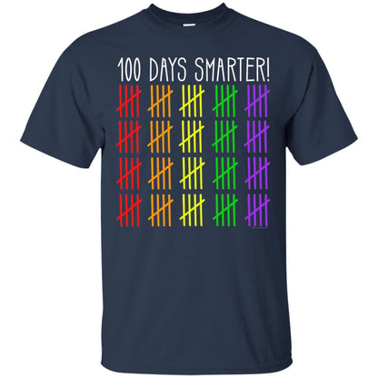 Kids T-shirt 100 Days Smarter Counting Hash Marks Days Of School Navy