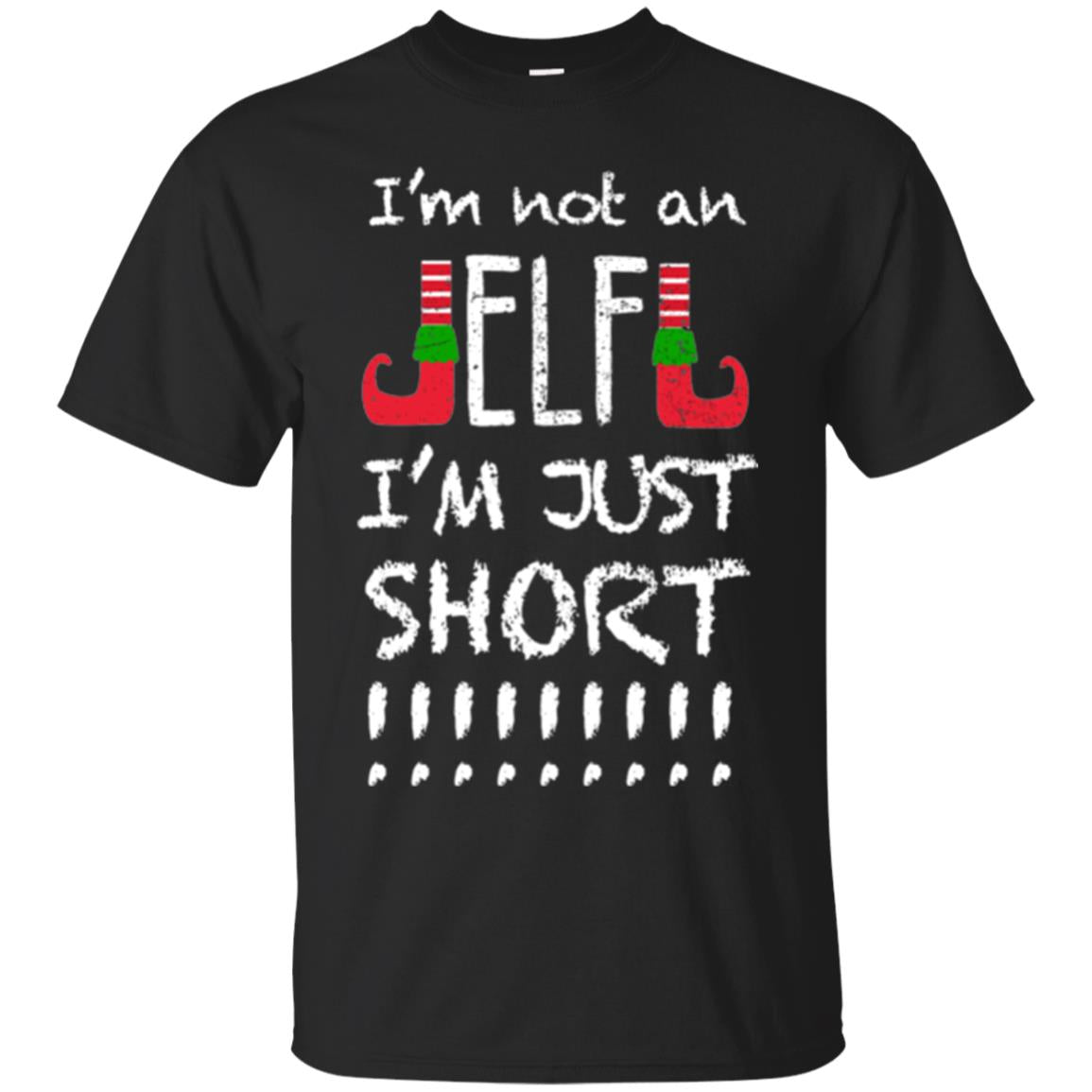 Christmas T-shirt I_m Not An Elf I_m Just Short Black