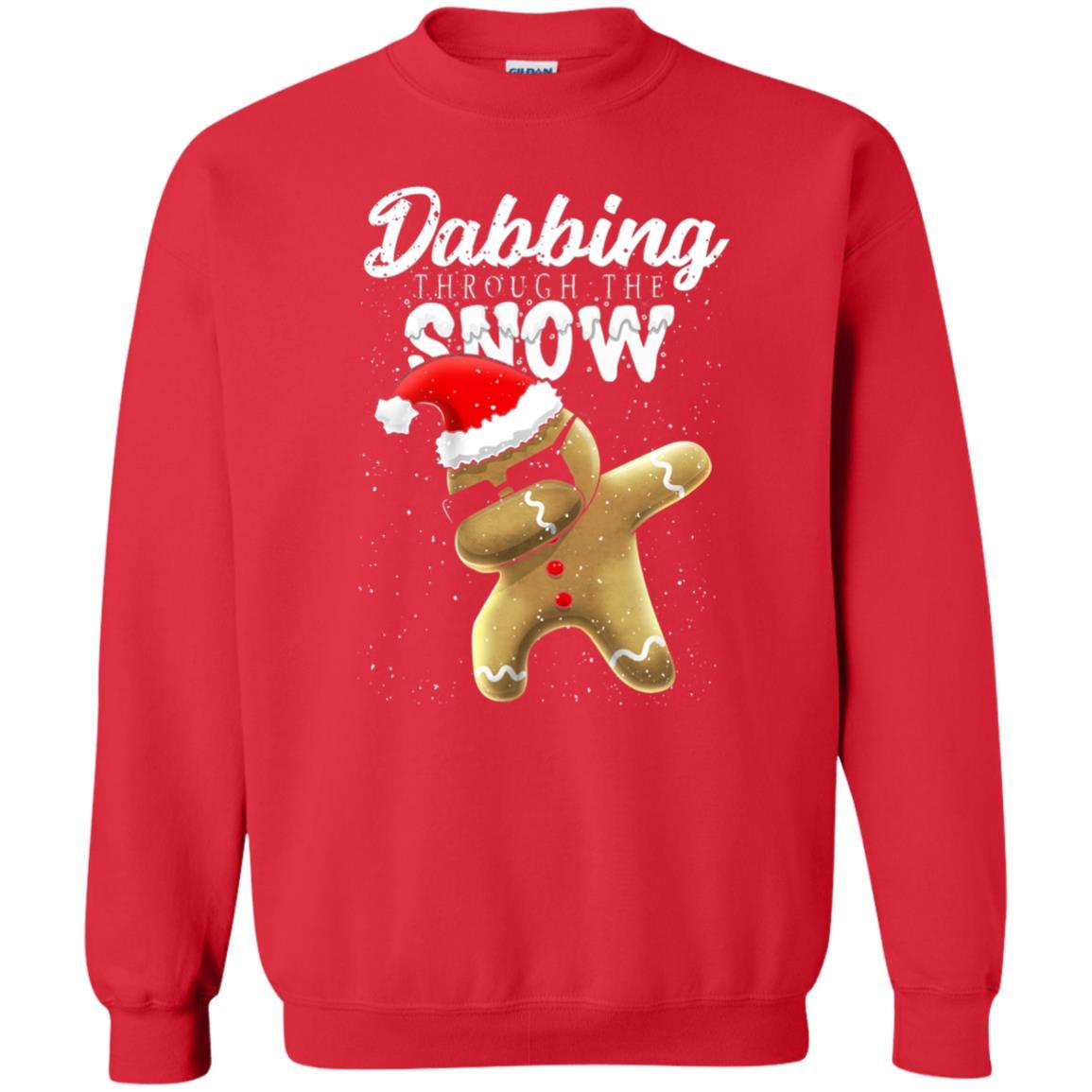 Dabbing Gingerbread T-shirt Dabbing Through The Snow Red
