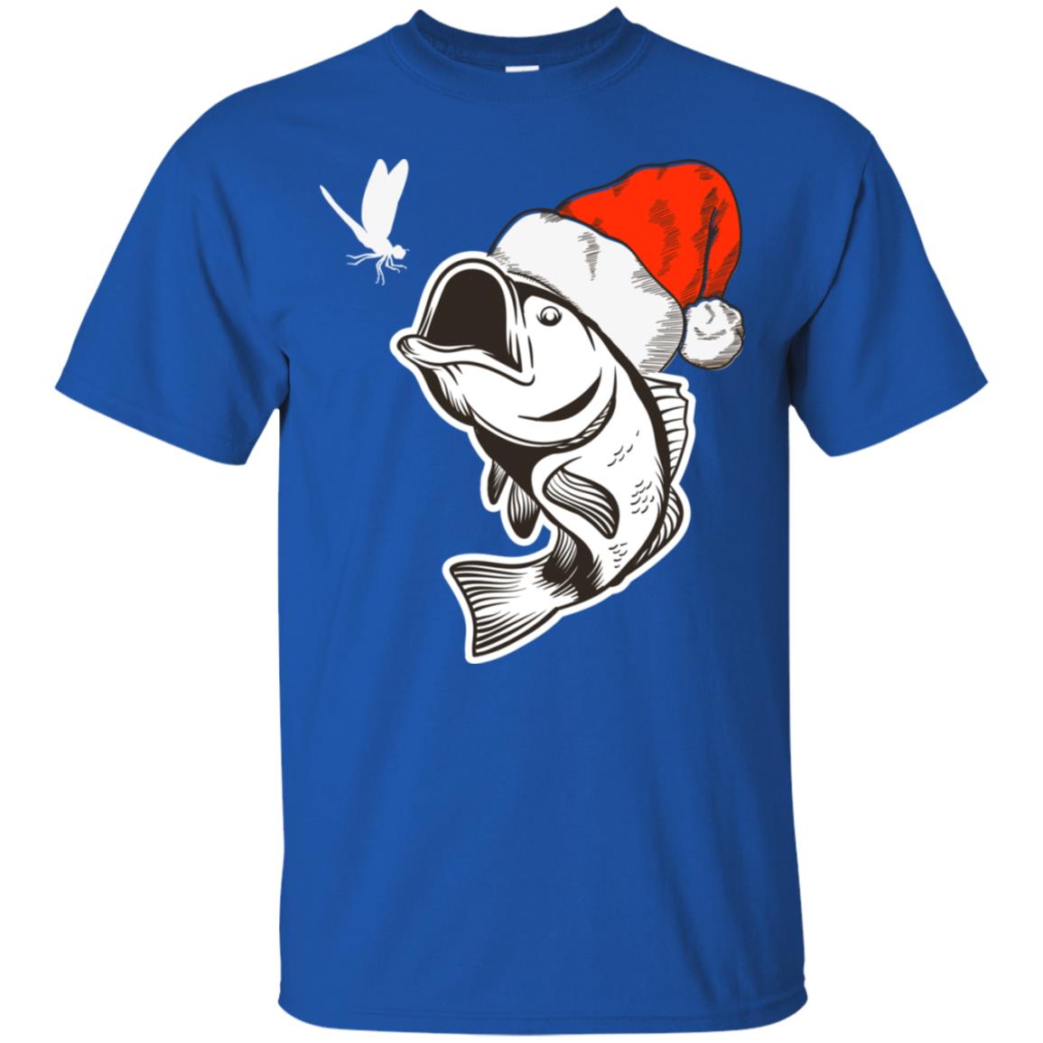 Bass Fishing Santa Hat Christmas Gift Shirt For Fishing Lovers Royal