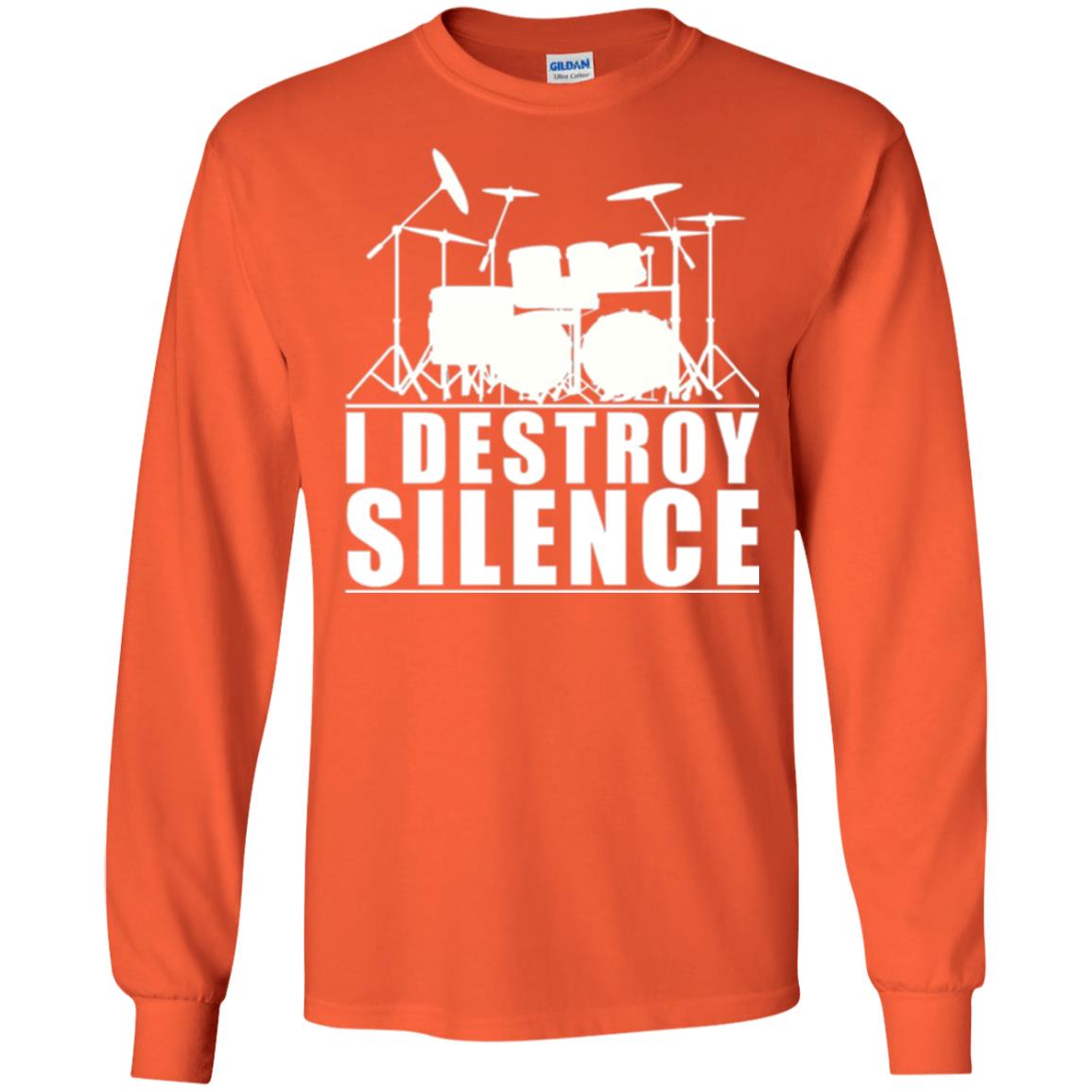 Drums Lover T-shirt I Destroy Silence Orange