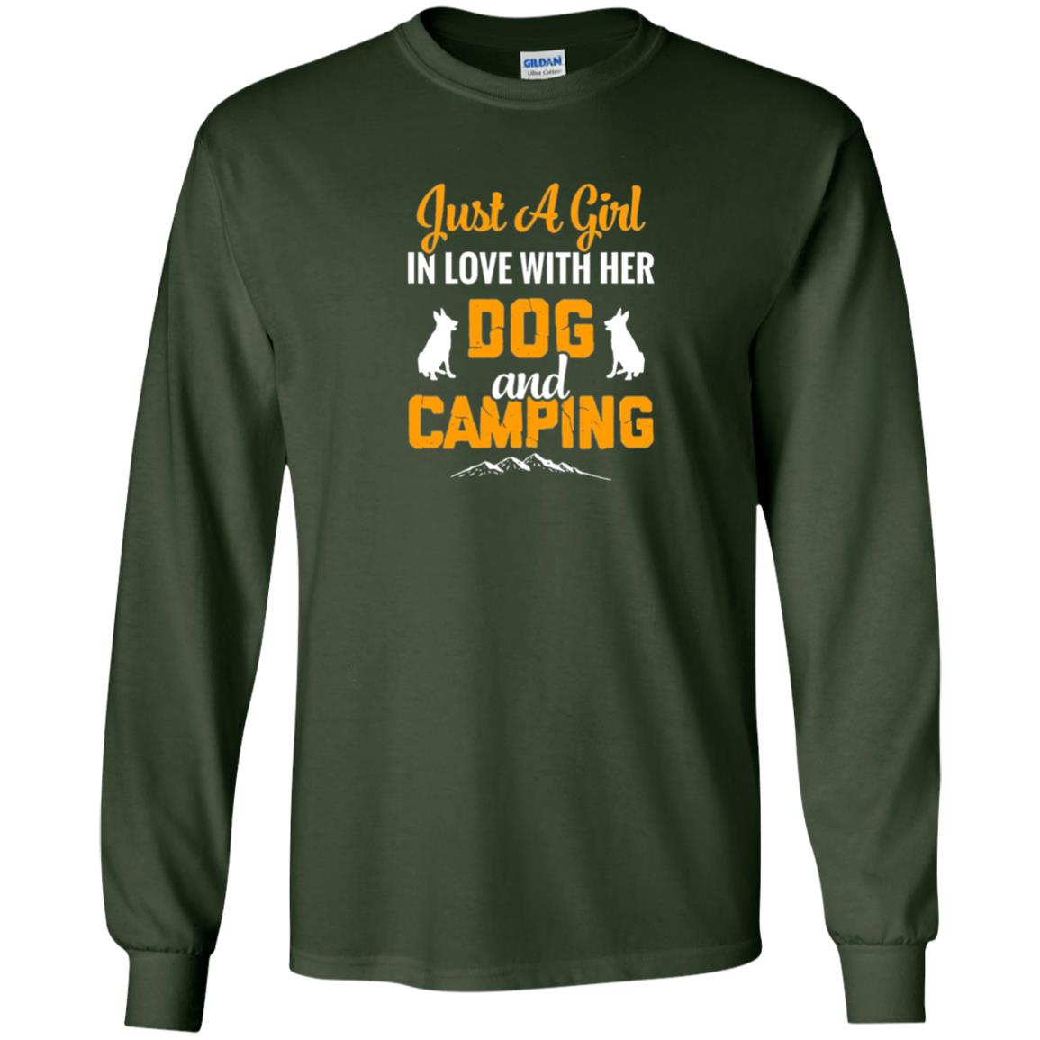Just A Girl In Love With Her Dog And Camping Dog Lover T-shirt Forest Green