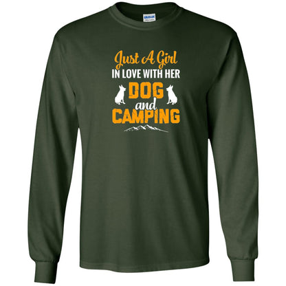 Just A Girl In Love With Her Dog And Camping Dog Lover T-shirt Forest Green