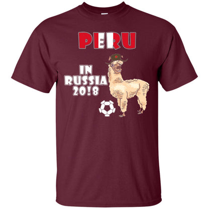 Soccer T-shirt Peru National Team Llama In Russia 2018 Cup Maroon