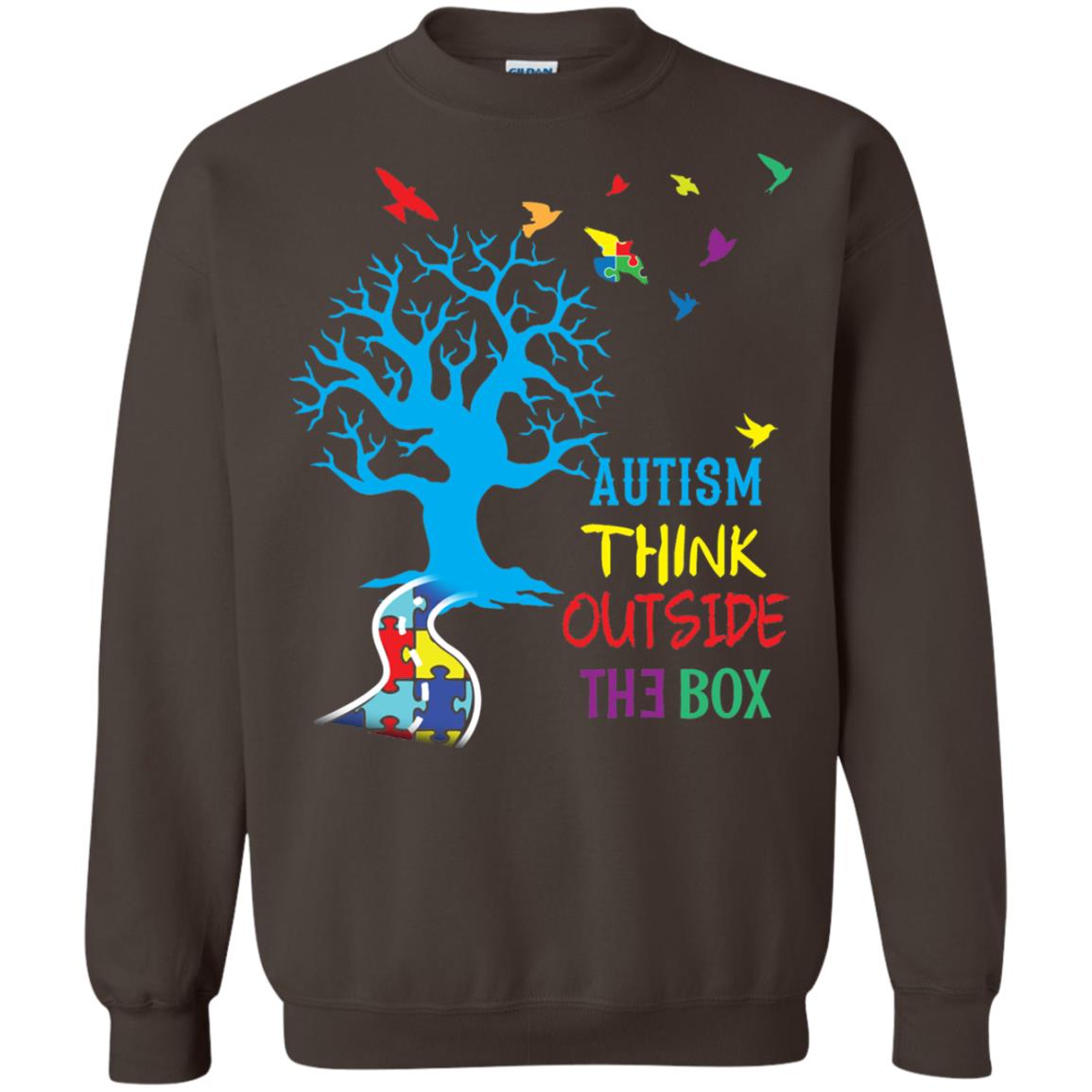 Autism Awareness T-shirt Autism Think Outside Dark Chocolate