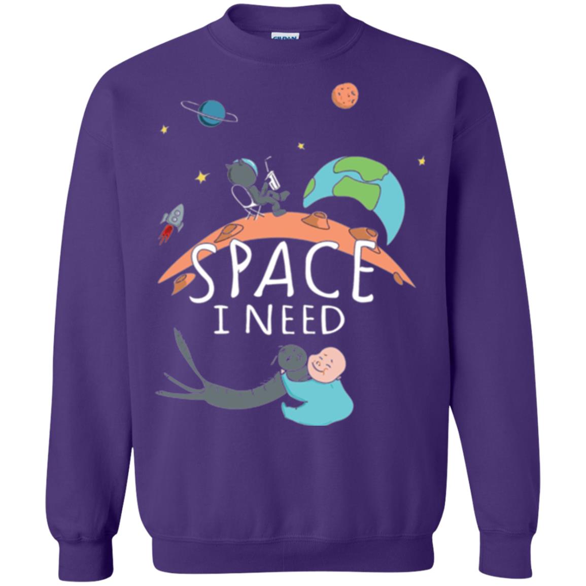 Funny Astronaut Universe Pun T-shirt I Need Space Purple