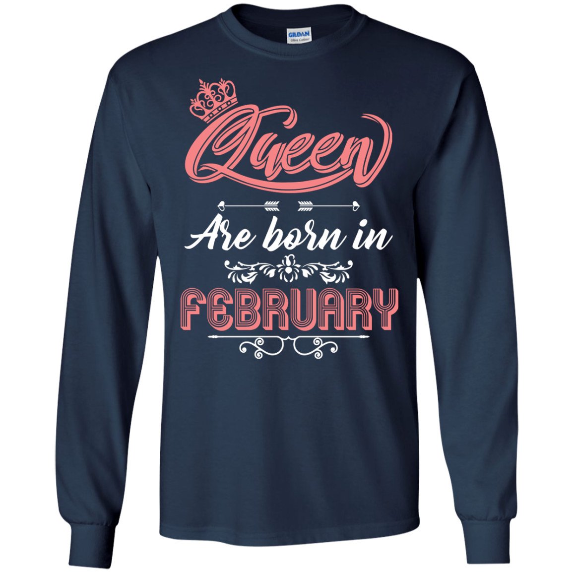 Brithday T-Shirt Queen Are Born In February Navy