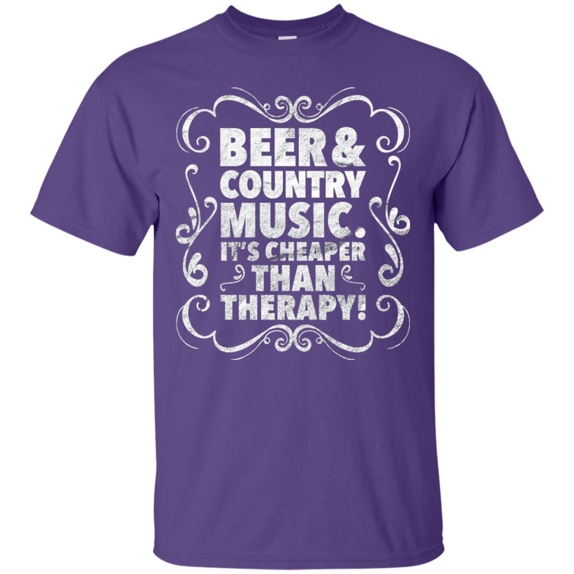 Beer Andcountry Music Its Cheaper Than Therapy Shirt Purple