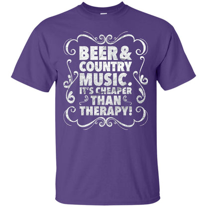 Beer Andcountry Music Its Cheaper Than Therapy Shirt Purple