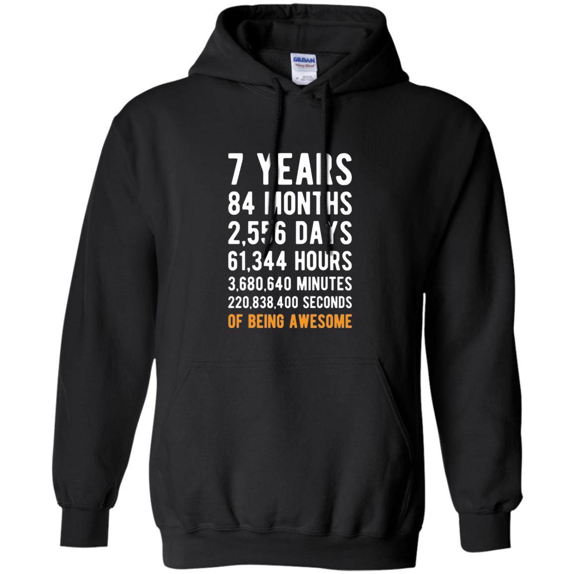 7th Birthday Shirt 7 Years Old Being Awesome Black