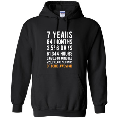 7th Birthday Shirt 7 Years Old Being Awesome Black