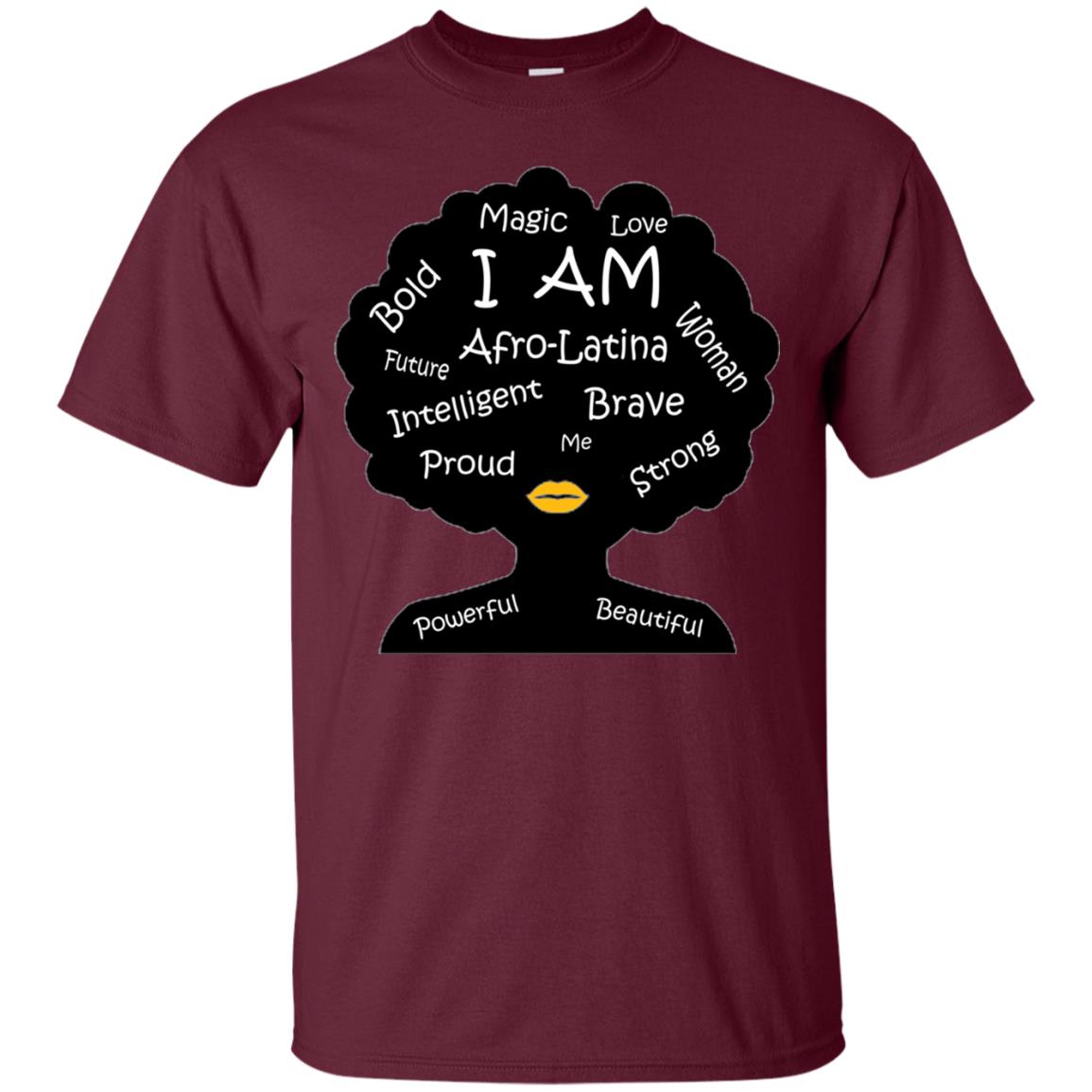 Unisex Bold Afro Latina Proud Black Spanish Culture T-shirt Maroon