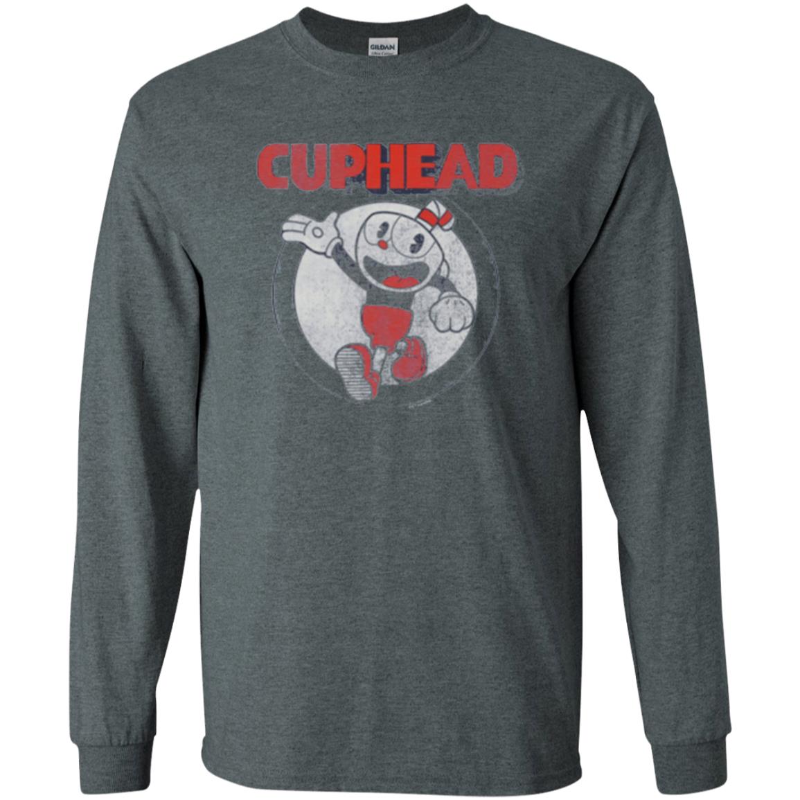 Cuphead T-shirt Cuphead Waving Circle Portrait Dark Heather