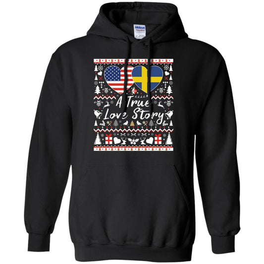 Christmas T-shirt American Swedish A True Love Story Black